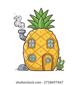 Spongebob-Haus-Ikone, Vektor auf weißem Hintergrund.