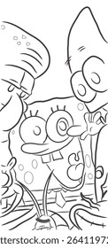 Spongebob Squarepants and Friends Coloring Page Fun Printable for Kids