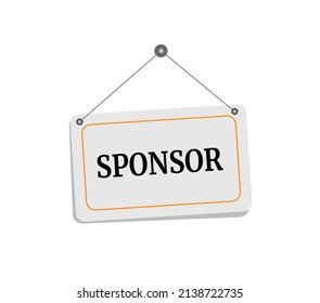 Sponsor Hanging Sign Isolated On White Wall