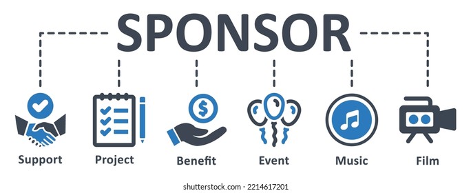 Sponsor Icon - Vector Illustration . Sponsor, Support, Project, Benefit, Art, Event, Music, Sport, Film, Infographic, Template, Presentation, Concept, Banner, Pictogram, Icon Set, Icons .