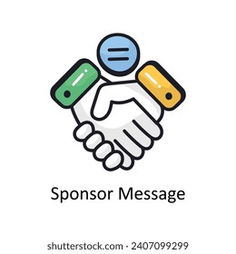 Sponsor message vector Filled outline doodle Design illustration. Symbol on White background EPS 10 File 