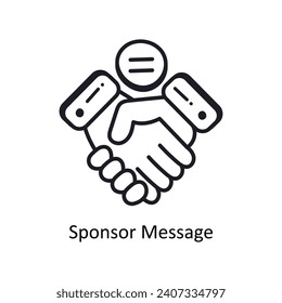Sponsor message vector  outline doodle Design illustration. Symbol on White background EPS 10 File 