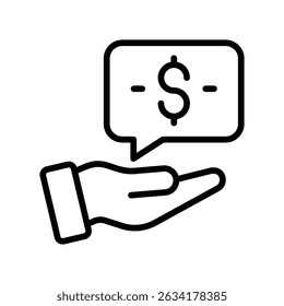 Sponsor Message Vector outline icon. Eps 10 file