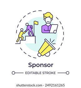 Sponsor multi color concept icon. Promoting interest of mentee. Motivation and encouragement. Career growth. Round shape line illustration. Abstract idea. Graphic design. Easy to use in blog post