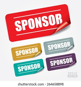 Sponsor Rectangle Sticker And Tag - Vector