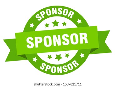 sponsor ribbon. sponsor round green sign. sponsor