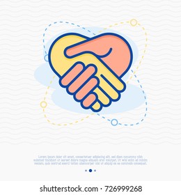 Sponsor Thin Line Icon, Handshake. Modern Vector Illustration.
