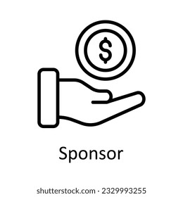 Sponsor Vector  outline Icon Design illustration. Online streaming Symbol on White background EPS 10 File