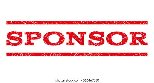 Sponsor watermark stamp. Text caption between parallel lines with grunge design style. Rubber seal stamp with unclean texture. Vector red color ink imprint on a white background.
