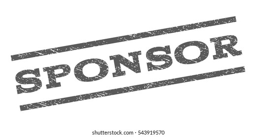 Sponsor watermark stamp. Text caption between parallel lines with grunge design style. Rubber seal stamp with dust texture. Vector grey color ink imprint on a white background.