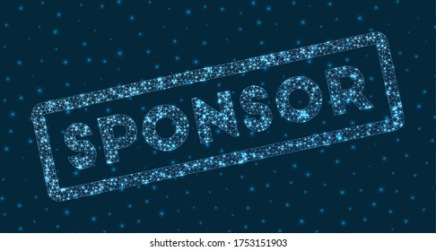 Sponsor Word In Digital Style. Glowing Geometric Sponsor Badge. Beautiful Vector Illustration.