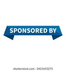 Sponsored By Text In Blue Ribbon Rectangle Shape For Information Announcement Business Marketing Social Media
