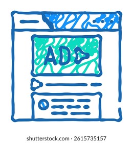 sponsored content doodle icon sketch vector. sponsored content sign. isolated symbol illustration