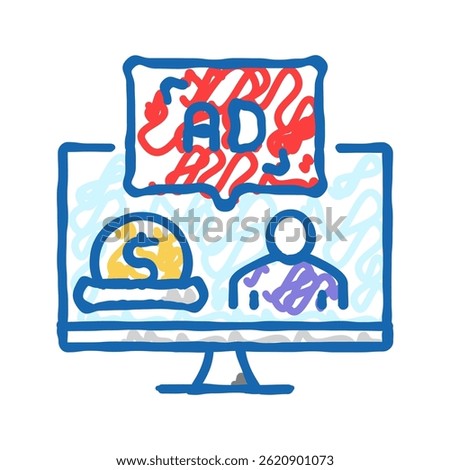 sponsored content doodle icon sketch vector. sponsored content sign. isolated symbol illustration