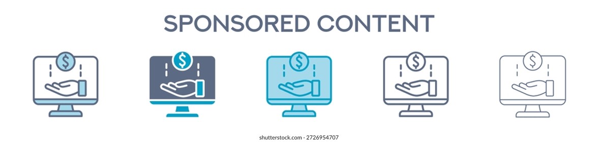 Elemento De Conteúdo Patrocinado Para Design Gráfico - Vários Estilos. Ilustração Vetorial De Duas Cores E Preto. Vários Designs De Ícones Podem Ser Usados Para Celular, Interface Do Usuário, Web