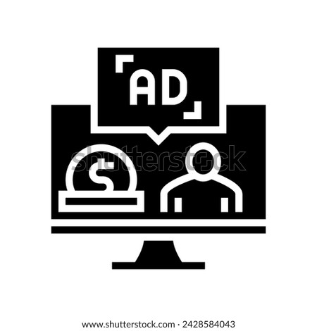 sponsored content glyph icon vector. sponsored content sign. isolated symbol illustration