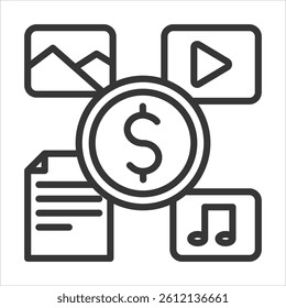 Sponsored Content Icon Vector Illustration Outline