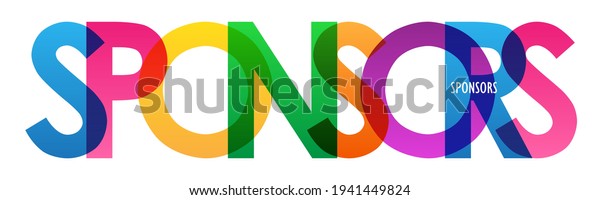 SPONSORS colorful vector typography banner
isolated on white
background