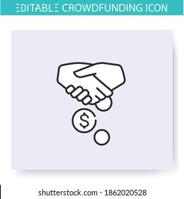 Sponsors Line Icon. Agreement. Business Cooperation, Partnership. Funding And Investment Concept. Projects, Business, Ideas Financing And Capital Raising. Isolated Vector Illustration.Editable Stroke 