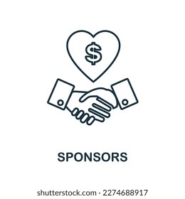 Icono de línea Patrocinadores. Signo de elemento coloreado de la colección de administración de finanzas. Símbolo de esquema Patrocinadores símbolo para diseño web, infografías y más.