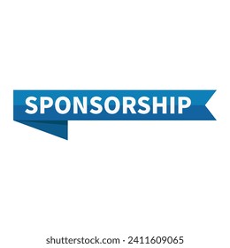 Sponsorship Blue Ribbon Rectangle Shape For Information Sign Announcement Advertising Business Marketing Social Media
