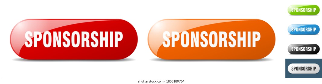 Sponsorship Button. Sign. Key. Push Button Set