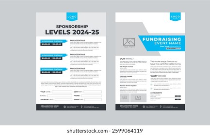 Sponsorship Levels Fundraising Flyers design layout template	