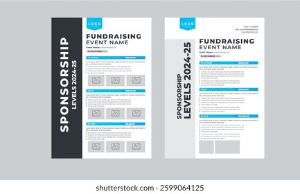 Sponsorship Levels Fundraising Flyers design layout template	