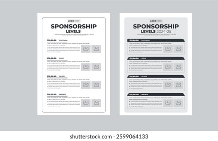 Sponsorship Levels Fundraising Flyers design layout template	