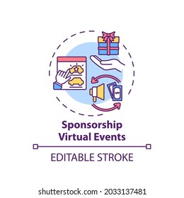 Sponsorship Virtual Events Concept Icon. VE Type Idea Thin Line Illustration. Generating Value From Participation. Sponsorship Opportunities. Vector Isolated Outline RGB Color Drawing. Editable Stroke