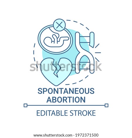 Spontaneous abortion blue concept icon. Pregnancy loss. Miscarriage problem. Fetal death. Genetic disease idea thin line illustration. Vector isolated outline RGB color drawing. Editable stroke