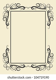 Spontaneous certificate 3. Blank certificate with curl artistic ornament drawing