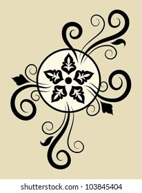 Spontaneous ornament 2. flower sketch with curl ornament decoration