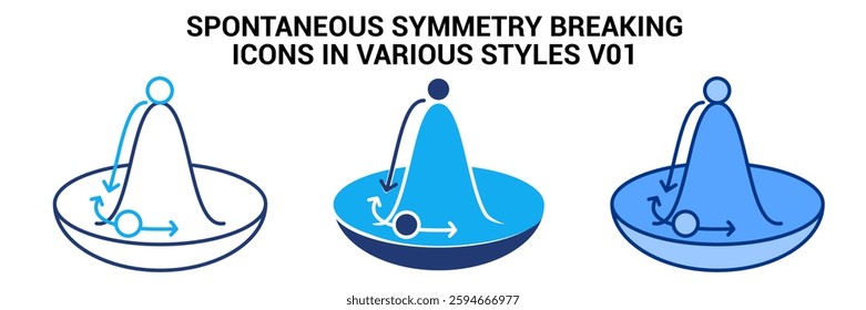 Spontaneous Symmetry Breaking icon represented by Spontaneous Symmetry Breaking curve Blue, Dualline, Dualtone style.