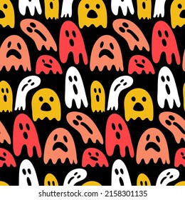 Spook bogey ghost seamless pattern for halloween textile and wrapping paper design, eps 10 vector illustration