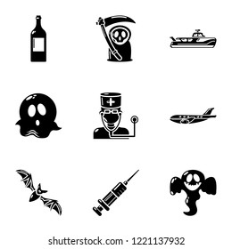 Spook icons set. Simple set of 9 spook vector icons for web isolated on white background