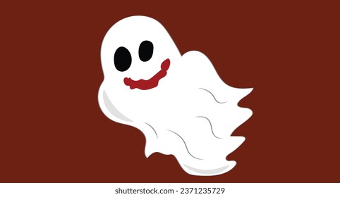 spookey tremor wavy ghost tshirt illustration design flying ghost in brown background