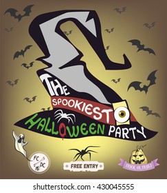 The spookiest Halloween party poster. Vector illustration.