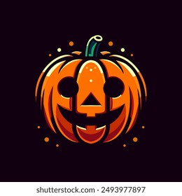 a spooktacular impression with this Halloween pumpkin logo! Featuring a detailed vector illustration of a Halloween pumpkin