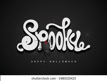 Spooky  3d font and spider, Halloween background.