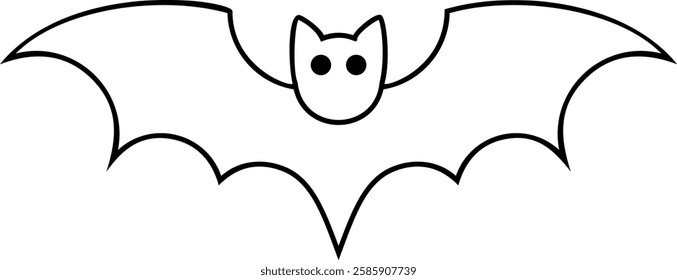 Spooky abstract bat line art perfect for Halloween themed designs. This detailed and eerie silhouette ideal for adding a touch of mystery and charm to your creative projects. Cartoon line art bat.