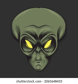 spooky alien face vector illustration