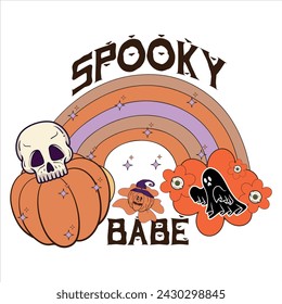 SPOOKY BABE  HALLOWEEN T-SHIRT DESIGN,