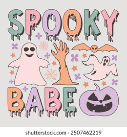 Spooky Babe Halloween T-Shirt Sublimation Design Graphic.