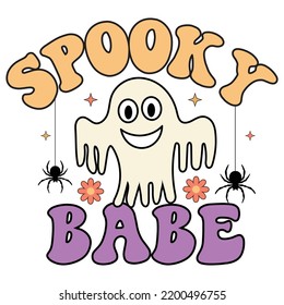 Spooky babe Happy Halloween shirt print template, Pumpkin Fall Witches Halloween Costume shirt design