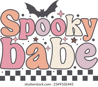 Spooky babe Retro Halloween T shirt Design