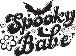 Spooky Babe SVG Halloween Doodle Typography T Shirt Design