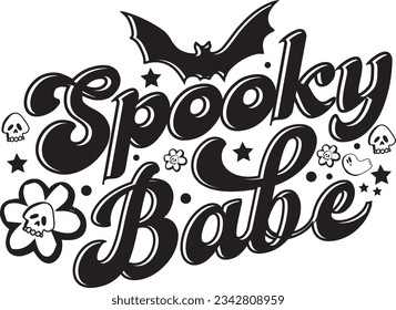 Espeluznante Babe SVG Halloween Doodle Typography T ShirDesign