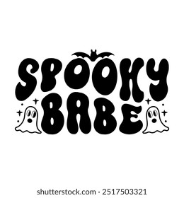 Spooky Babe T-shirt Design, Spooky Babe Halloween Typography T-shirt Design, Funny T-shirt, Halloween Tee, Boo