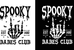 Spooky Babes Club, Halloween T Shirt Design.